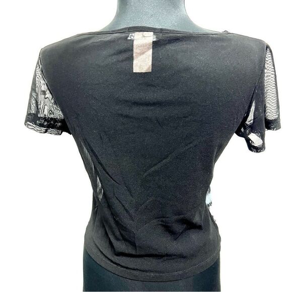 Maxi New York sheer mesh black blue tiger print top sz M NWOT vintage deadstock - Picture 5 of 10